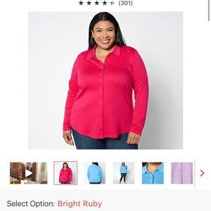 Size Small, Brand New, Never Worn Isaac Mizrahi Stretch Knit Collared Blouse